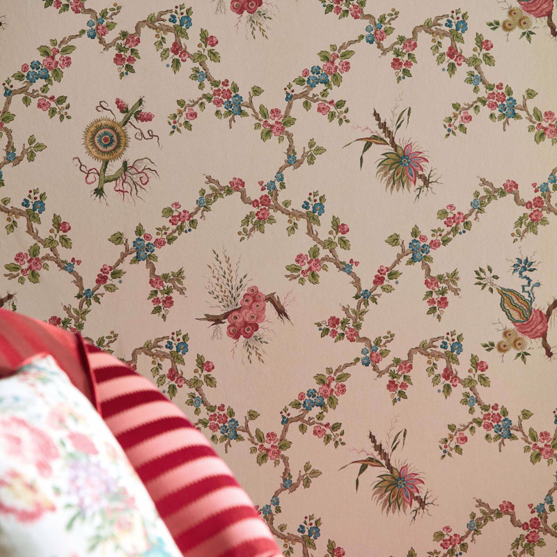 Giles Deacon Trelliage Wallpaper, Raspberry/Stone