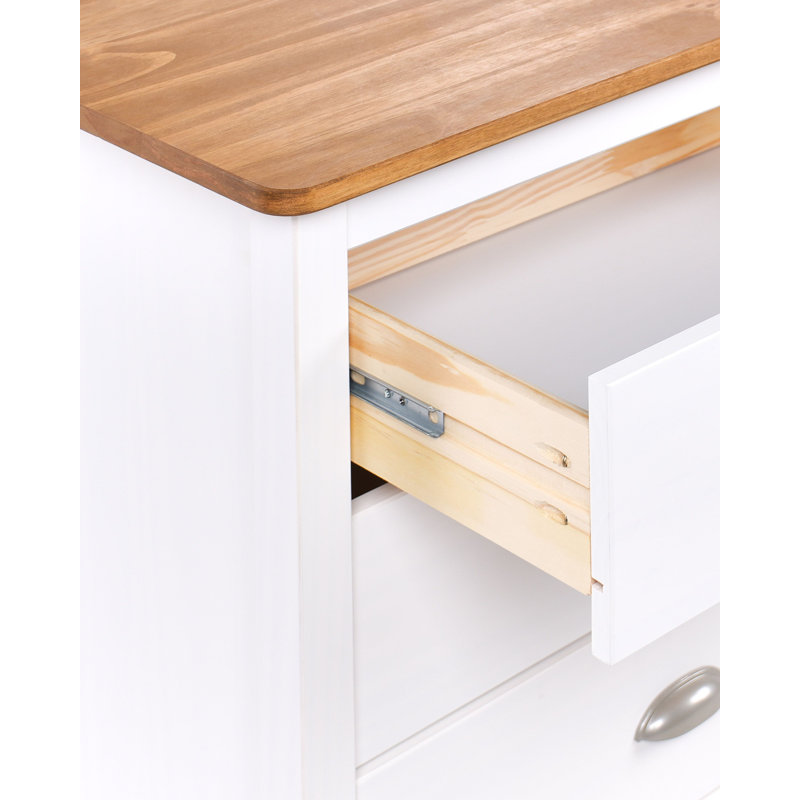 Cimino 46cm W Solid Wood Bedside Table, Brown/White
