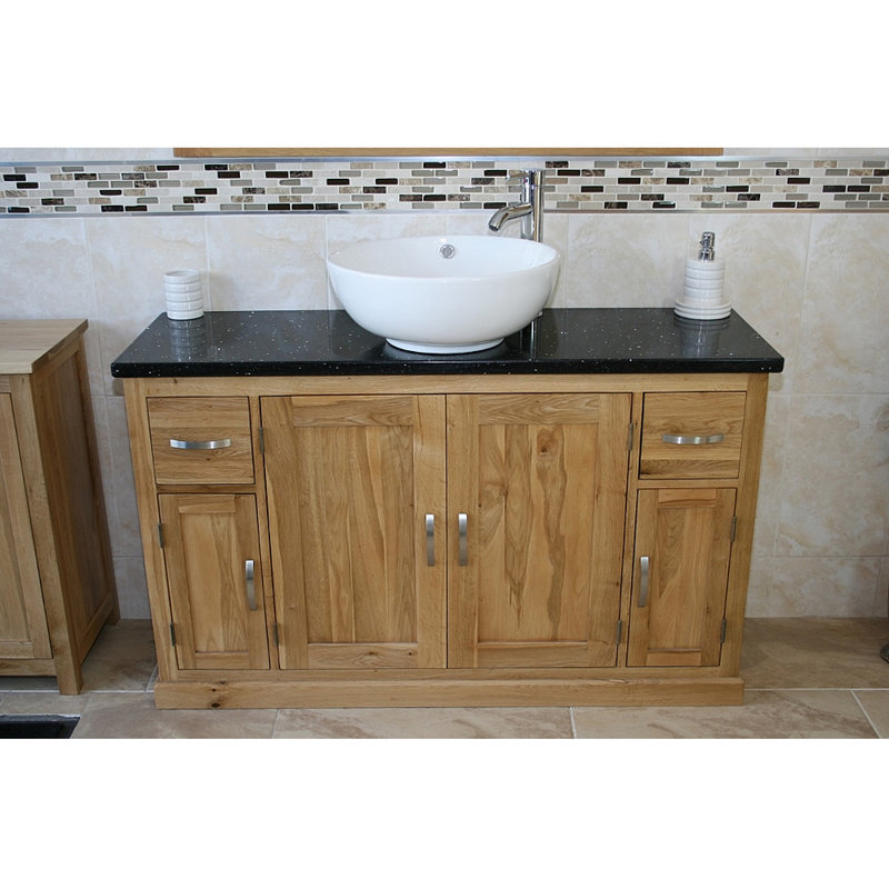 Amani 1231mm Single Bathroom Vanity with Vessel Ceramic Basin, Black