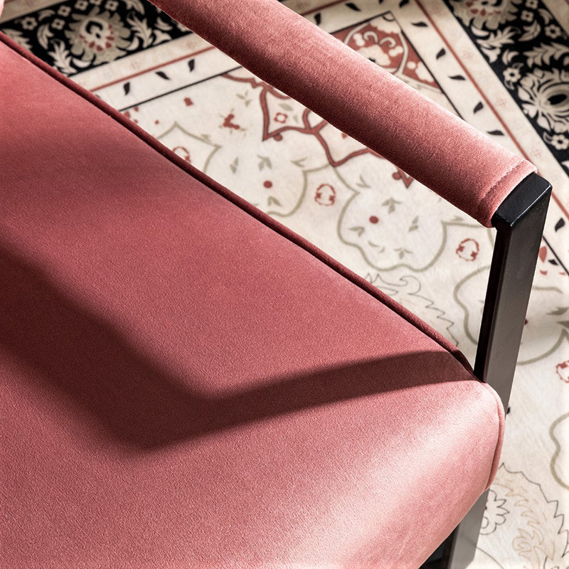 Chaise d'appoint Mid-Century moderne, structure carrée en métal durable, revêtement moelleux, Velours noir