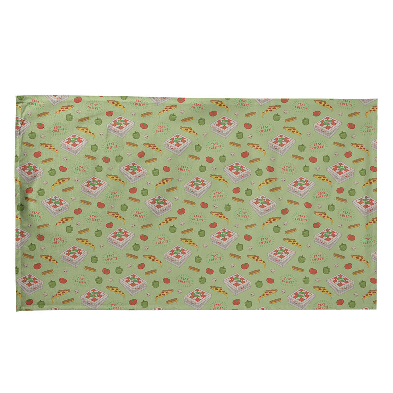 Torchon à motif de pizza, Croisé en coton, Vert