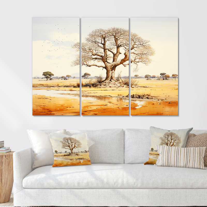 Desert Baobabs Resistance I - Ensemble de décoration murale arbre baobab, H 32 po x l 48 po x P 1 po