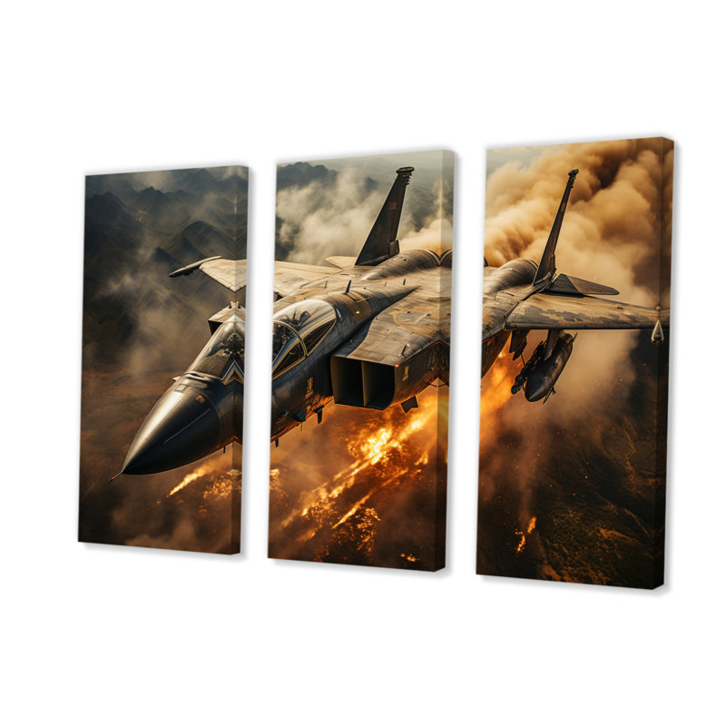 «Military Jet II» sur toile, ensemble de 3 pièces, H 28 po x l 36 po x P 1 po