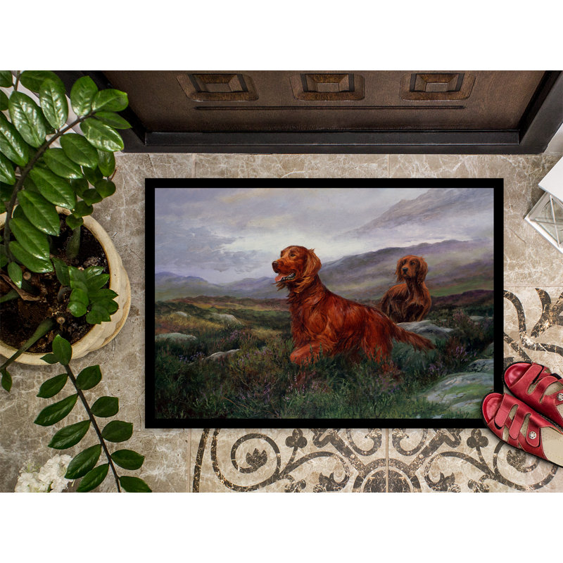 Paillasson d’extérieur antidérapant Walsenburg Irish setters, Rectangle 2 pi x 3 pi