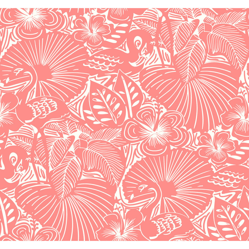 Papier peint floral Idalia, Rose