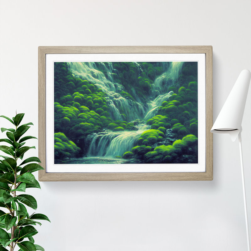Unique Waterfall - Framed Print, 34cm H x 46cm W x 2cm D, Oak