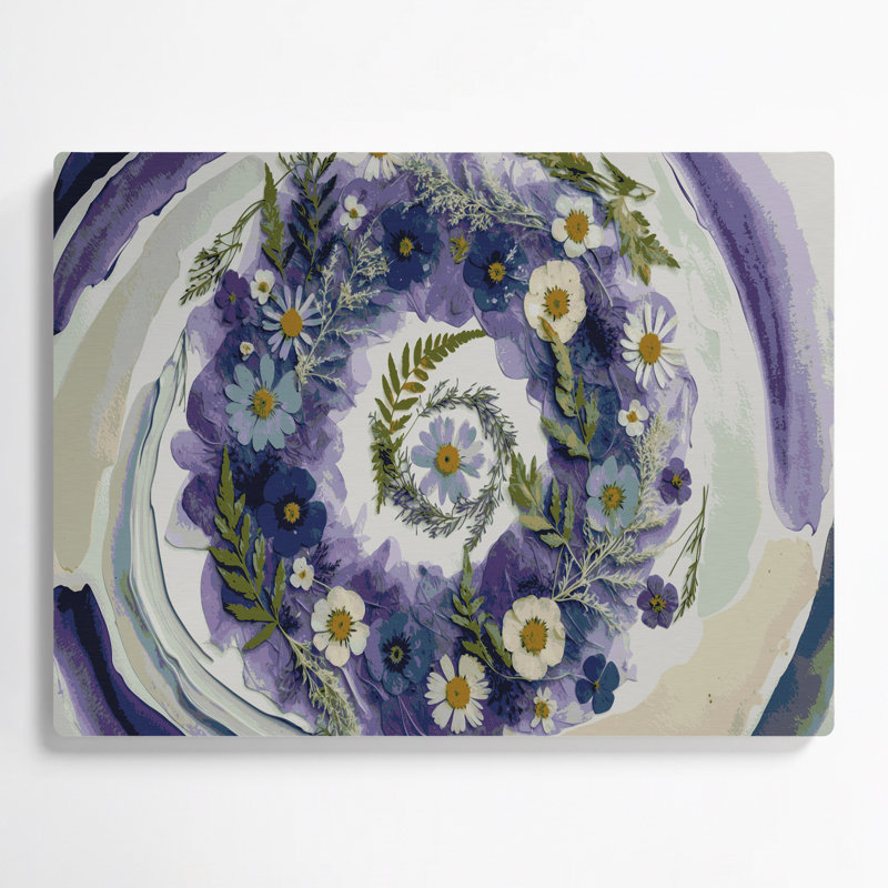 "Botanical Pressed Flower", art mural en métal gris, H 11 po x l 14 po