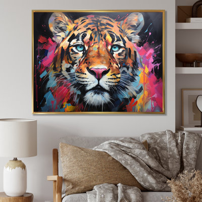 Colourful Panther Fauvist Spirit Acrylic I - Animals Canvas Wall Art
