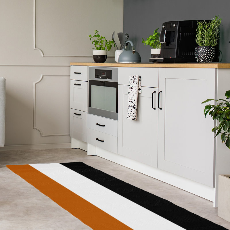 Tapis orange/noir, Tapis de couloir 2 pi 6 po x 8 pi
