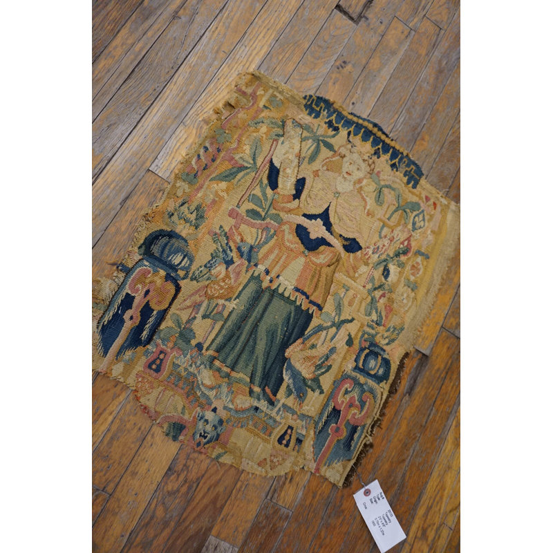 Elegant Antique Belgian Floral Tapestry Rug
