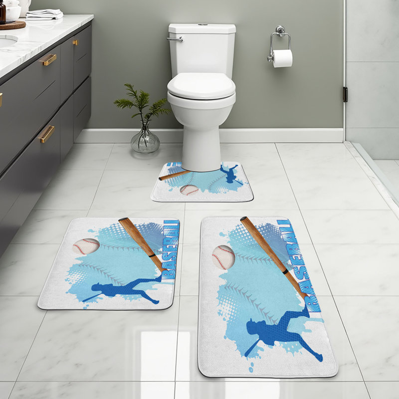  Ensemble de 3 tapis de salle de bain Sports Sports
