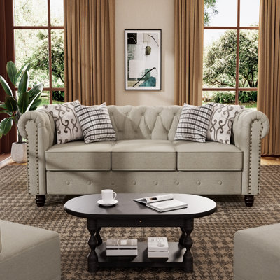 Abdulhameed 80" Rolled Arm Chesterfield Sofa
