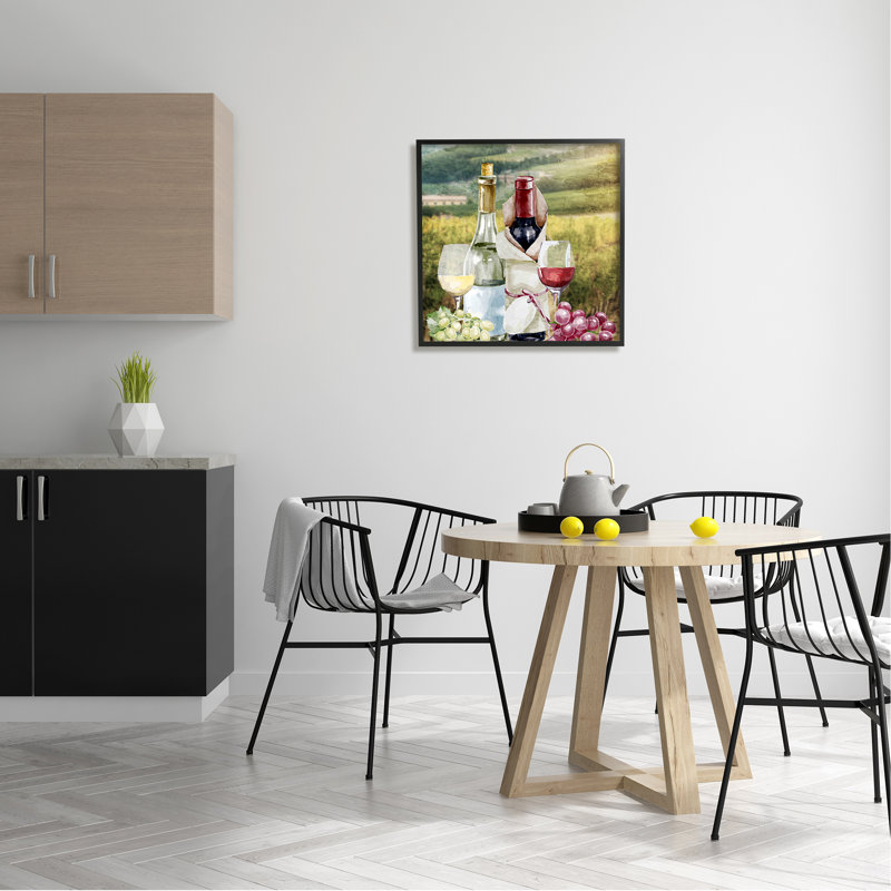 Dégustation de vin, art giclée par Kim Allen, H 24 po x l 24 po x P 1,5 po, Giclée encadrée noir minuit