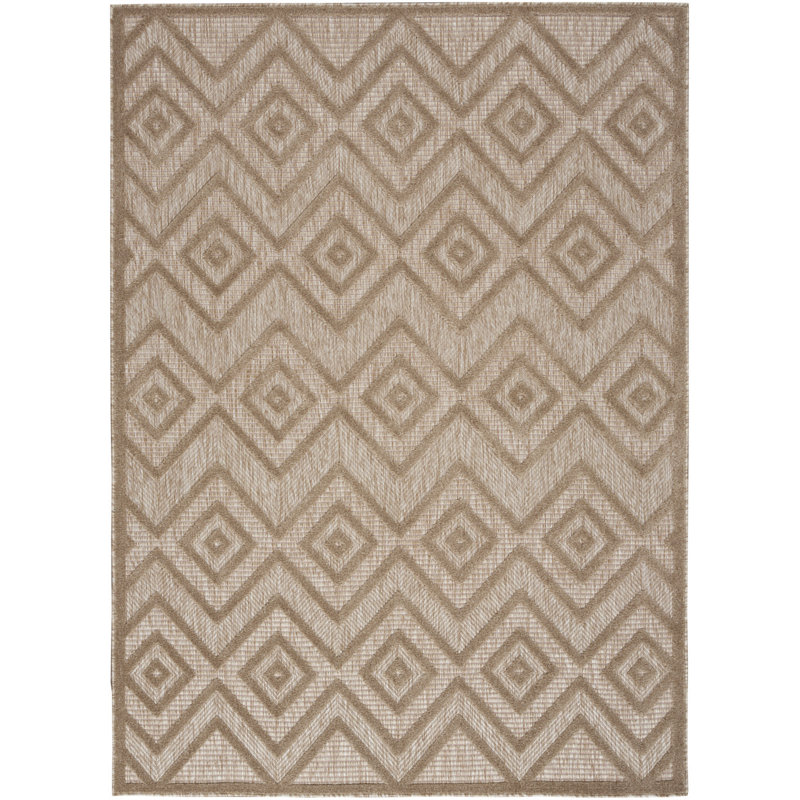 Foundry Select Versatile Diamond Natural Beige Indoor/Outdoor Area Rug, Rectangle 4' x 6'
