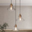Lustre moderne en grappe dorée à 3 lumières avec verre bullé pour intérieur sec-523948319-523948317