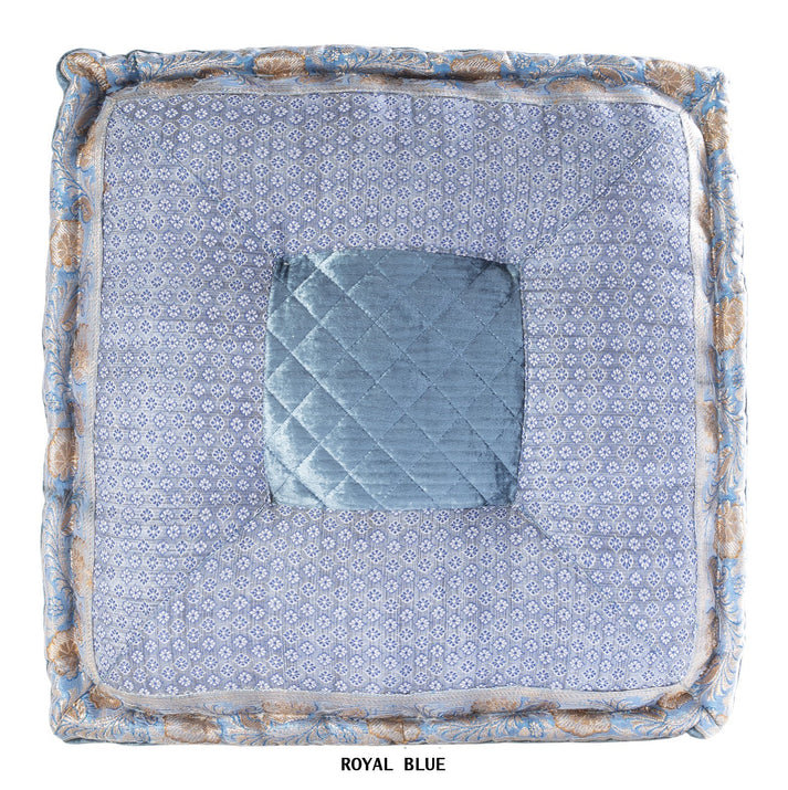 COUSSIN EN CAOUTCHOUC ACHA 24X24, H 18 po x l 18 po, Floral bleu royal
