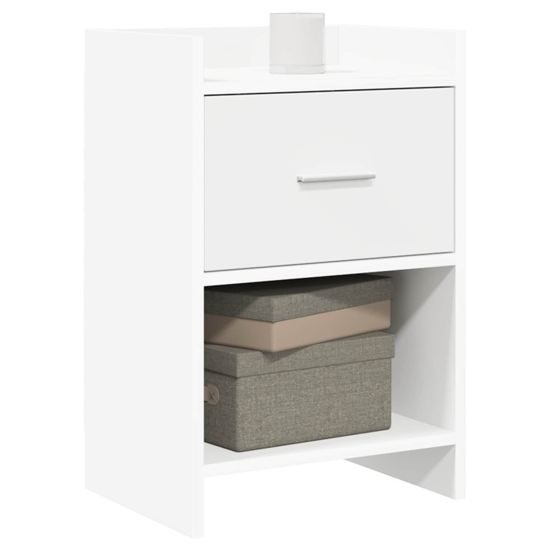 40 cm W Bedside Table, White