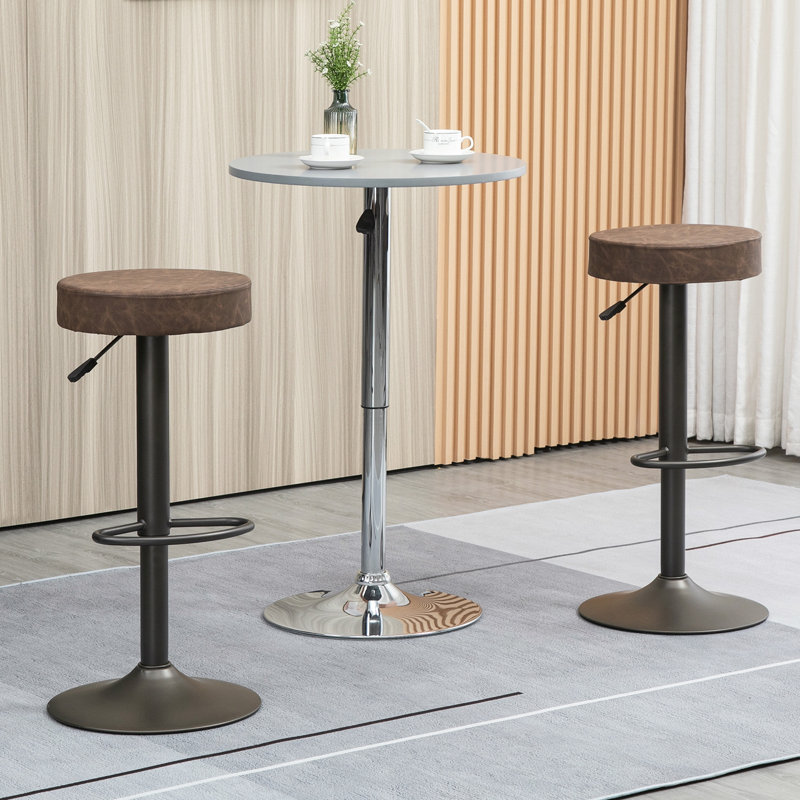 Ensemble de 2 tabourets de bar réglables modernes, brun