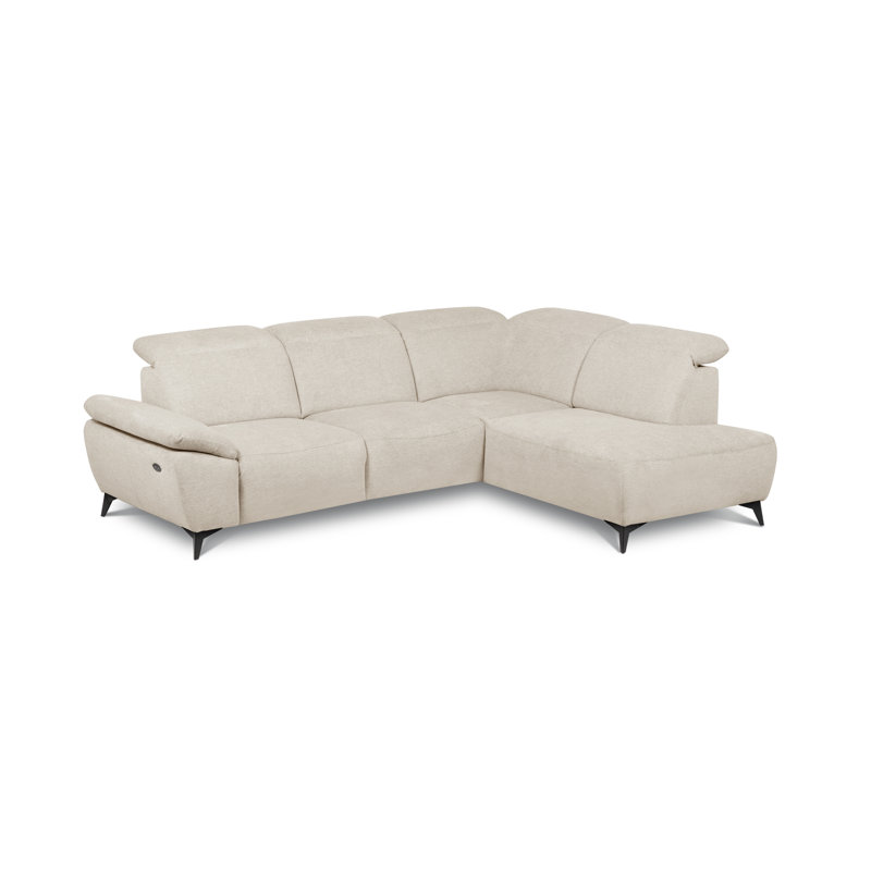 Relaxio Stylish Corner Sofa with Power Reclining & Multi Position Headrests & Adjustable Armrest, Right Hand Facing, Cream