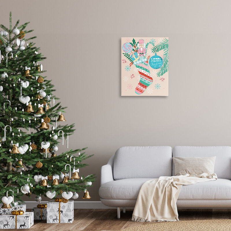 Art mural moderne sur toile de Noël, design par Jo Reid, H 30 po x l 24 po