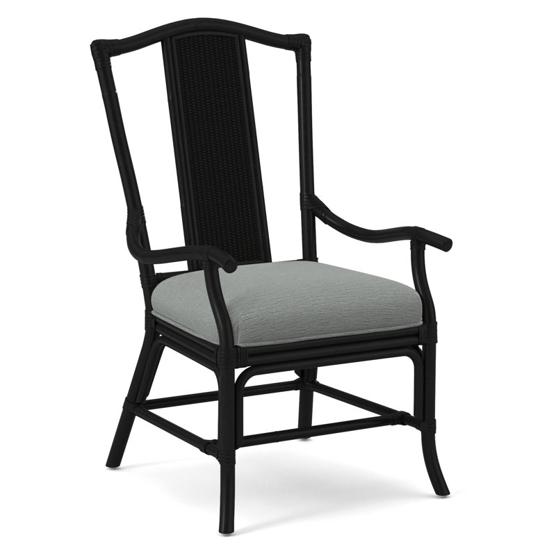 Drury Lane Slat Back Dining Arm Chair, Black, Gray Sugar Performance; 0863-84