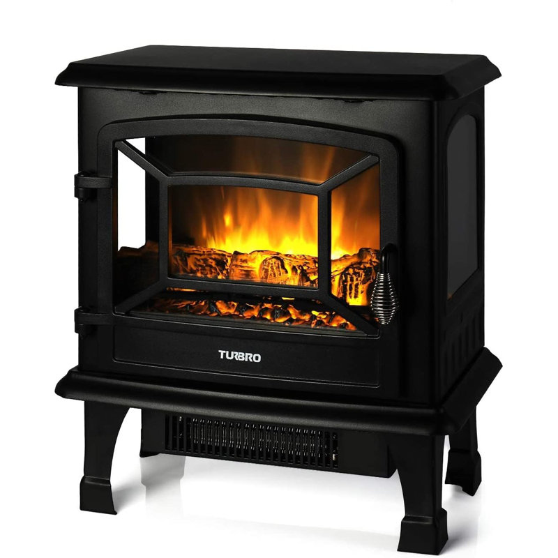 Damielle 20'' Electric Fireplace Infrared Heater with Crackling Sound, Freestanding Fireplace Stove, Black