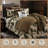 Joshua Cream, Green and Brown Pine Tree Print Western Lodge Rustic Cabin Cotton Comforter Set-1726587386
