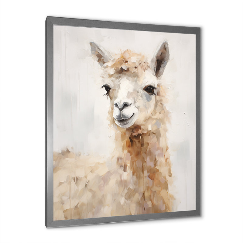 Minimalisme alpaga grunge I sur toile, H 44 po x l 34 po x P 1,5 po, Cadre simple argenté