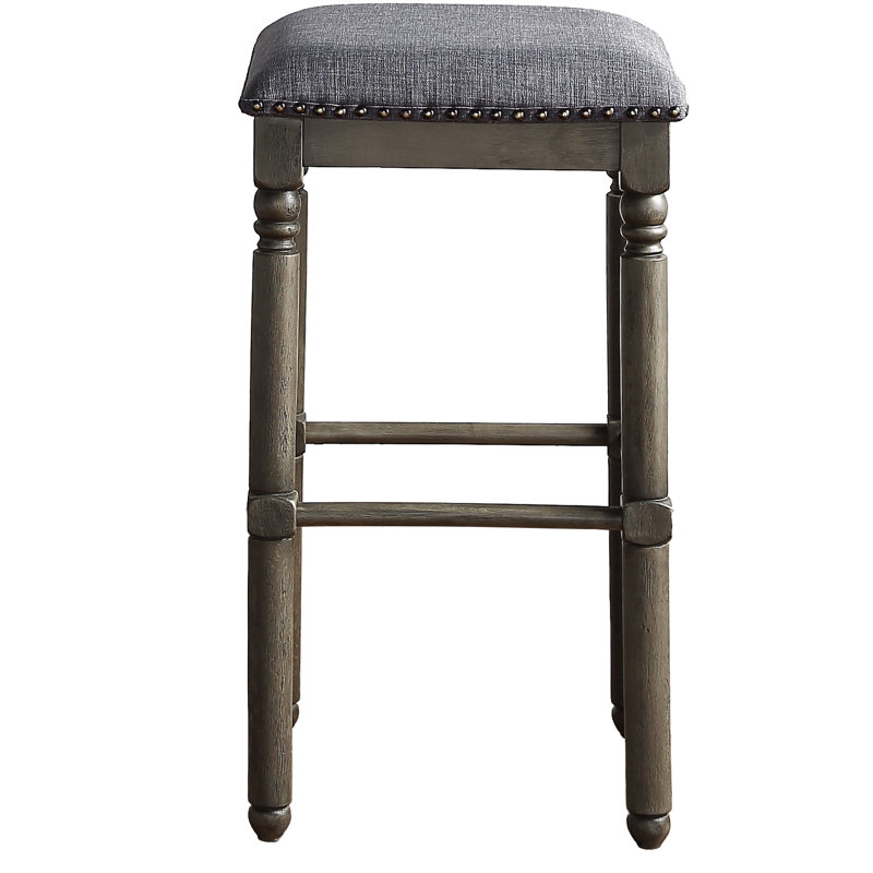 Tabourets de bar gris en bois, de 2 - Chic rustique pour le décor de la salle à manger, finition gris délavé, revêtement, construction solide, tabourets de siège rectangulaires, l 15 po x P 16 po x H 29,22 po