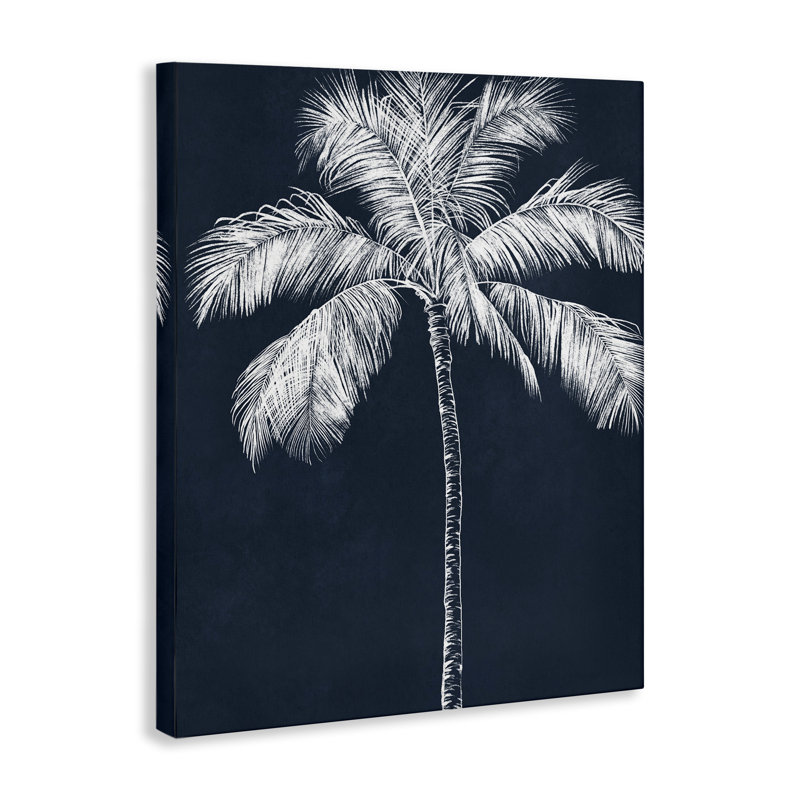 «Blue Palm Tree», art mural par Leah Noel Art, H 48 po x l 36 po