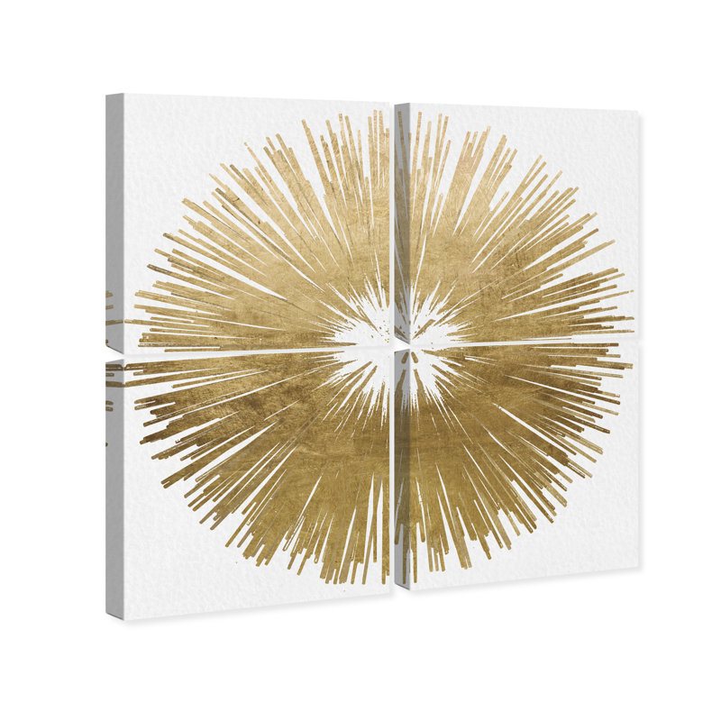 «Abstract Explosion Modern Gold», 4 pièces sur toile tendue