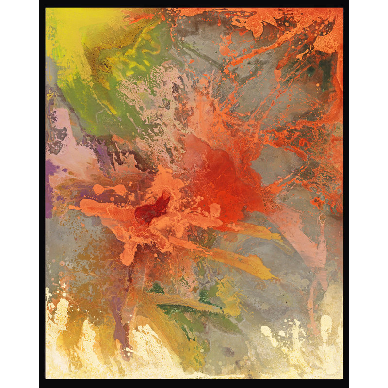 Coral Burst II Painting, Black Framed