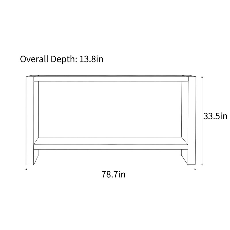 Console Wabi-sabi,  H 33,5 po x l 78,7 po x P 13,8 po