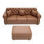 Canapé Chesterfield 82,6 po rembourré en similicuir avec garniture cloutée et accoudoirs roulés, canapé Chesterfield moderne de style Mid-Century capitonné avec boutons, brun
