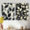 Ensemble de 2 décorations murales en métal noir avec feuilles noires et beige
