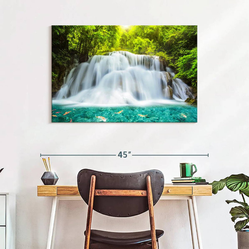 Paysage d'une cascade d'Alvord Kanchanaburi, H 26 po x l 39 po