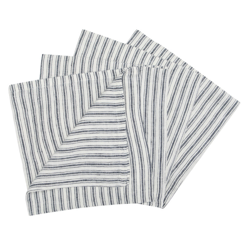 Bryars Linen Striped Square Napkin, White/Blue