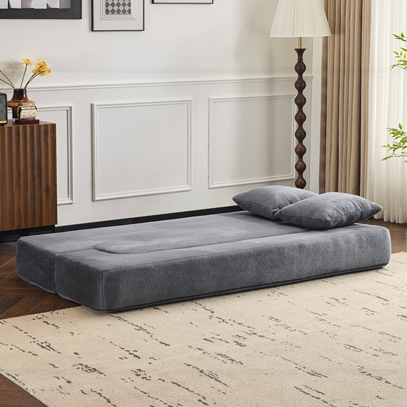 Ebern Designs Transformable Sectional Sofa with 3 Ottoman Stools, Light Gray