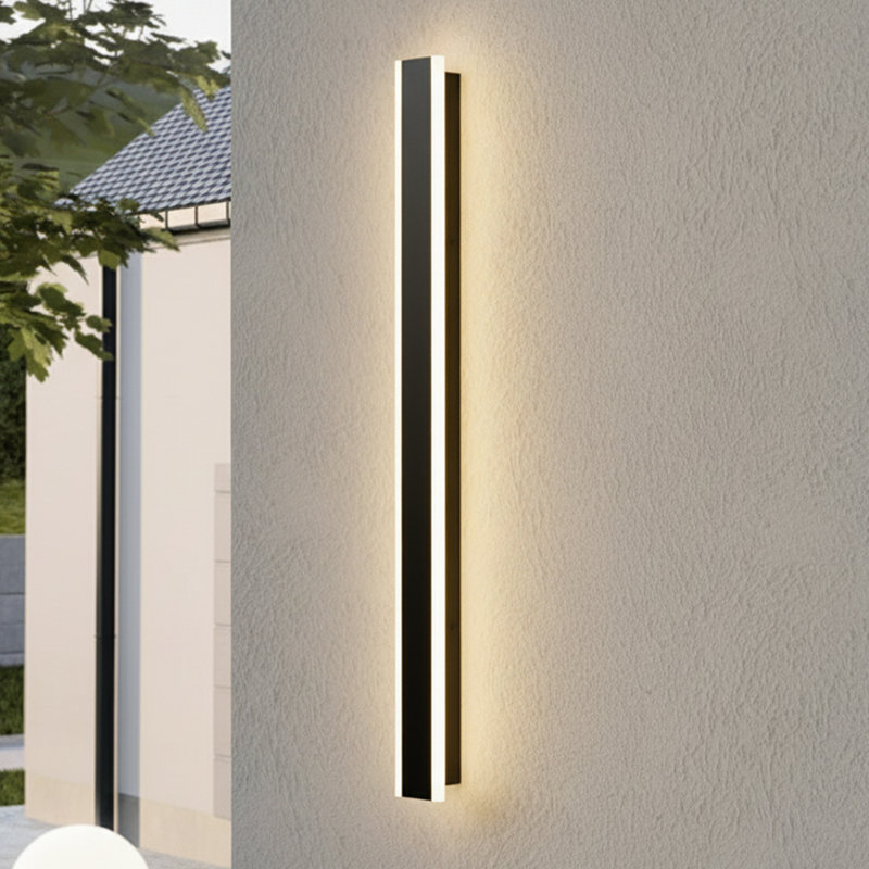 Linear Black Dimmable Outdoor Led Wall Light With Back Plate, 31.5"H x 3.14" W x 1.78" D
