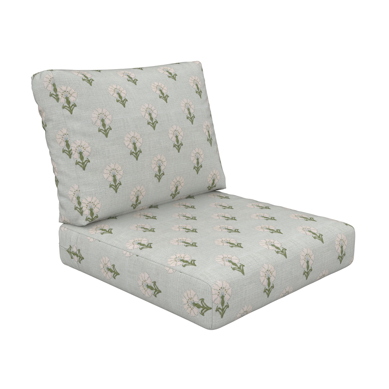 Amala 25" Floral Sunbrella® Seat and Back Cushion, 25.5" x 25.5", Mira Celeste