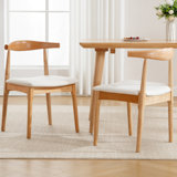 Modern Upholstered Dining Chairs With Backrest, With Solid Wood Frame, For Dining Room/Living Room