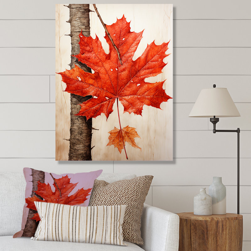 «Maples Mark Autumn Red II» sur toile, Toile tendue, H 40 po x l 30 po x P 1,5 po