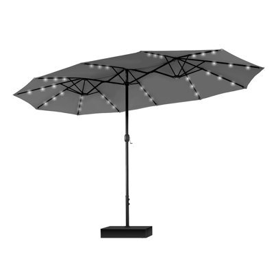 Yuliana 180'' x 108'' Rectangular Lighted Market Umbrella with Base