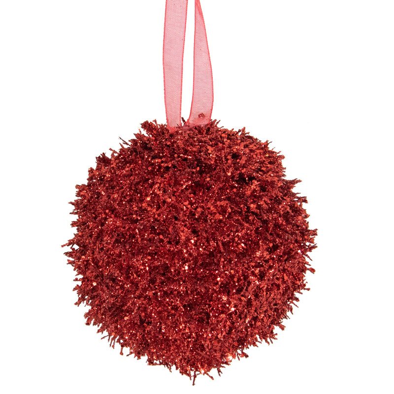 Ornement boule de Noël rouge holographique scintillant incassable