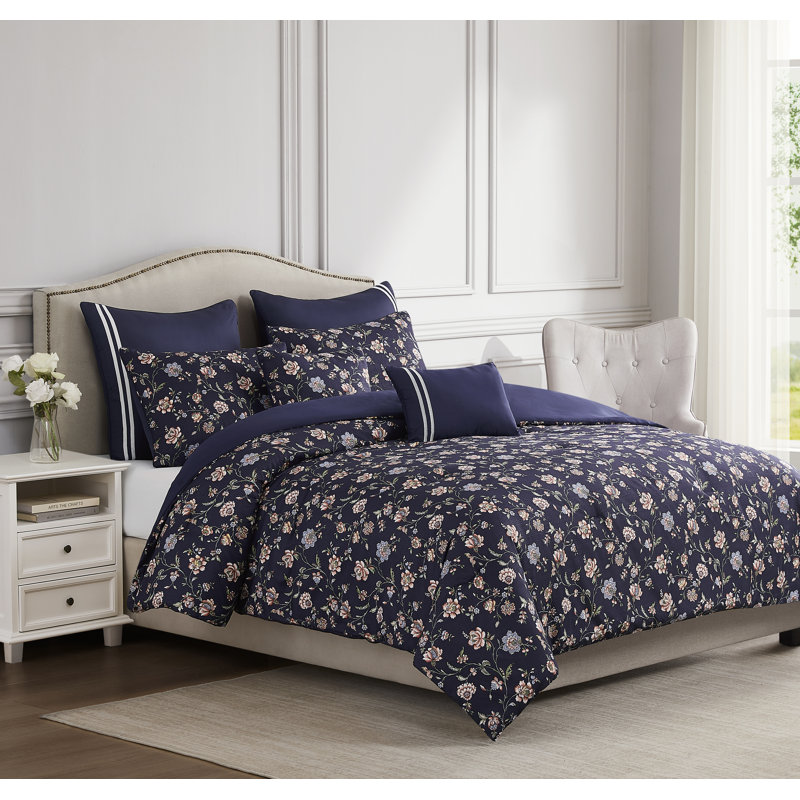 Slone Floral Embossed Comforter Set, King Comforter + 2 King Shams
