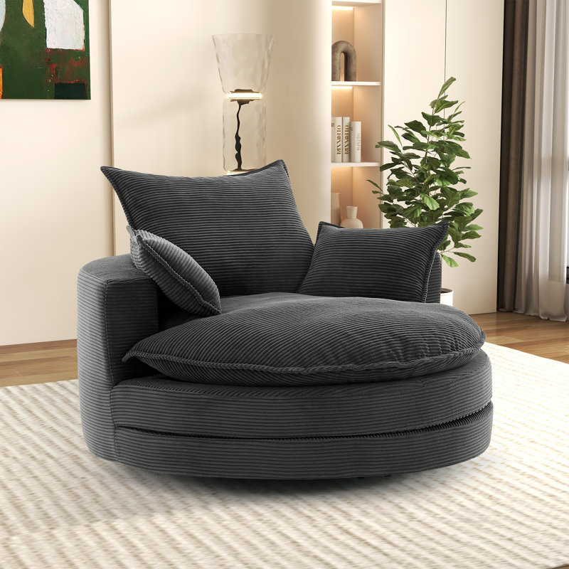 Fauteuil demi-tonneau rotatif 57,3 po, Noir