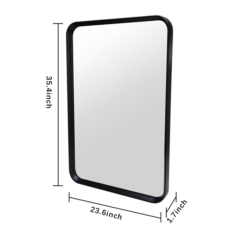 Modern Rounded Rectangle Mirror, Black
