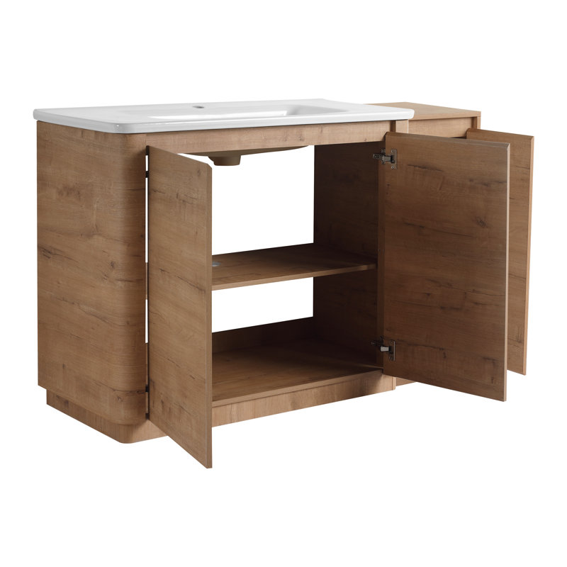 Meuble-lavabo autoportant avec lavabo en céramique et petite armoire de rangement 52 po Frank