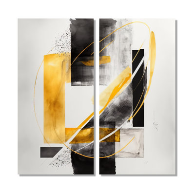 Glam Art Deco Abstract II - Abstract Large Canvas Prints 2 Pieces