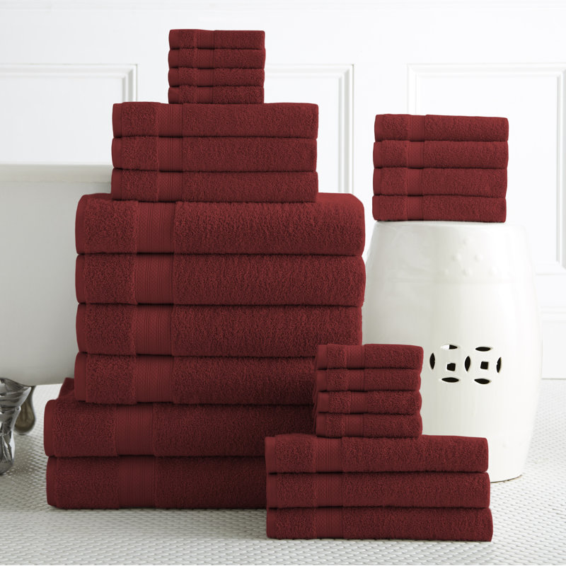 Ensemble de serviettes en coton à 100 % de 24 articles Aneysa, Rouge vélo